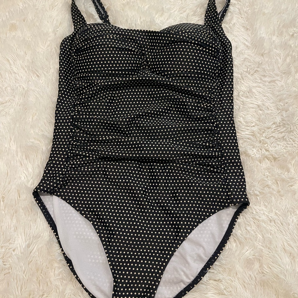 Black and White One Piece Swimsuit with Polka Dots